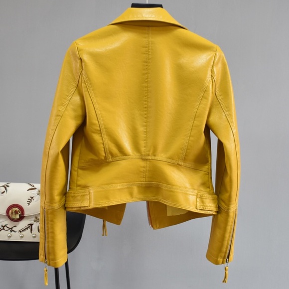 ☘️last 1☘️Vegan leather women’s short moto jacket - Picture 4 of 11